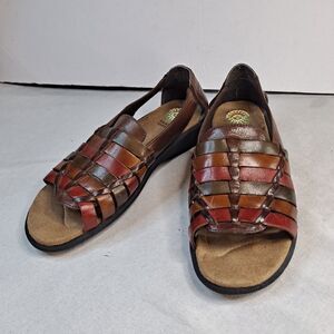 Earth Shoe Cupid Sandals Women's Size 10 Multicolor Braided Leather Boho Hippie